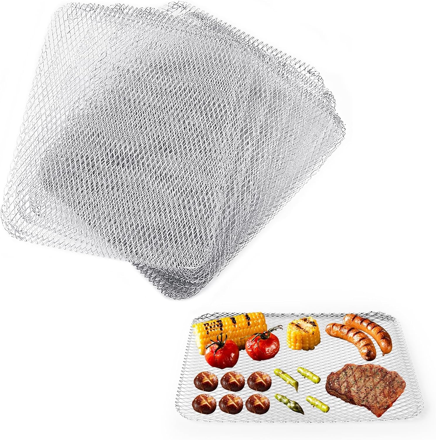 Aglehome Grill Topper, Grill BBQ Disposable Grill Topper, 10 Pack Grill Toppers for Outdoor Grill Disposable Grilling Liners Prevent Food from Falling through Grill Grates - 16X12 Inch