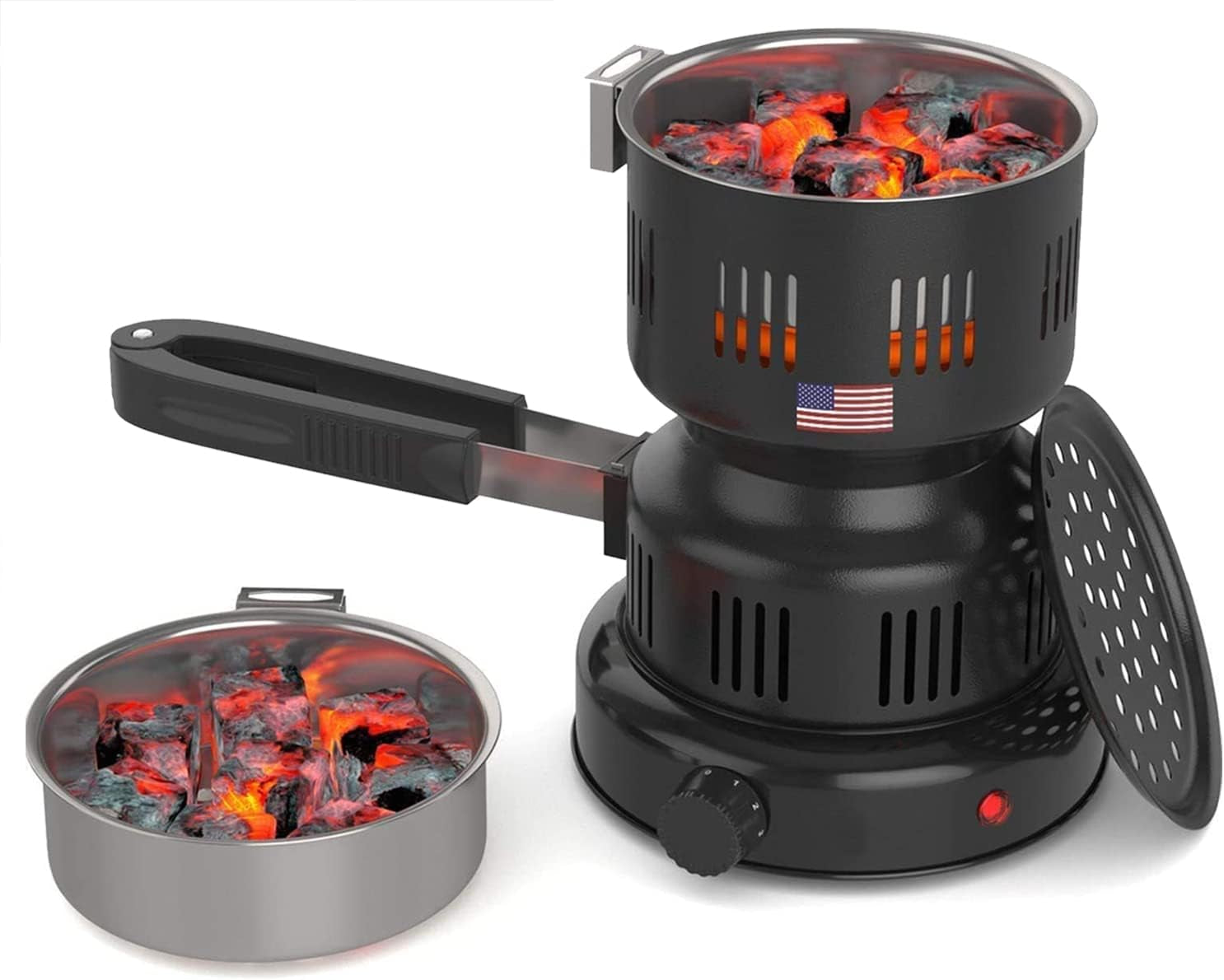 Brennit Multipurpose Charcoal Burner- for BBQ, Hookah Parties, Camping & Outdoor Activities- Smart Heat Control & Heat Retention- Porcelain Coating- Durable Body