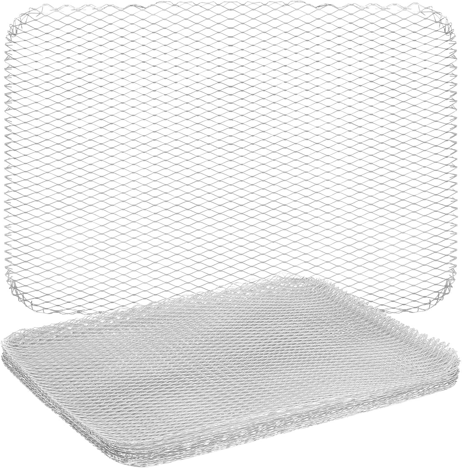 HEMOTON BBQ Grill Mesh Mat 10Pcs Disposable Aluminum Grill Topper Broiler Net Pans Non-Stick Cooking Grid Grates Pad