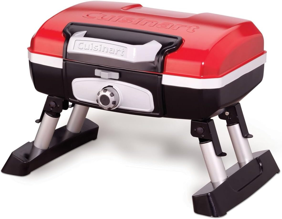 Cuisinart CGG-180T Petit Gourmet Portable Tabletop Gas Grill, Red, 13" X 16.50" X 16"