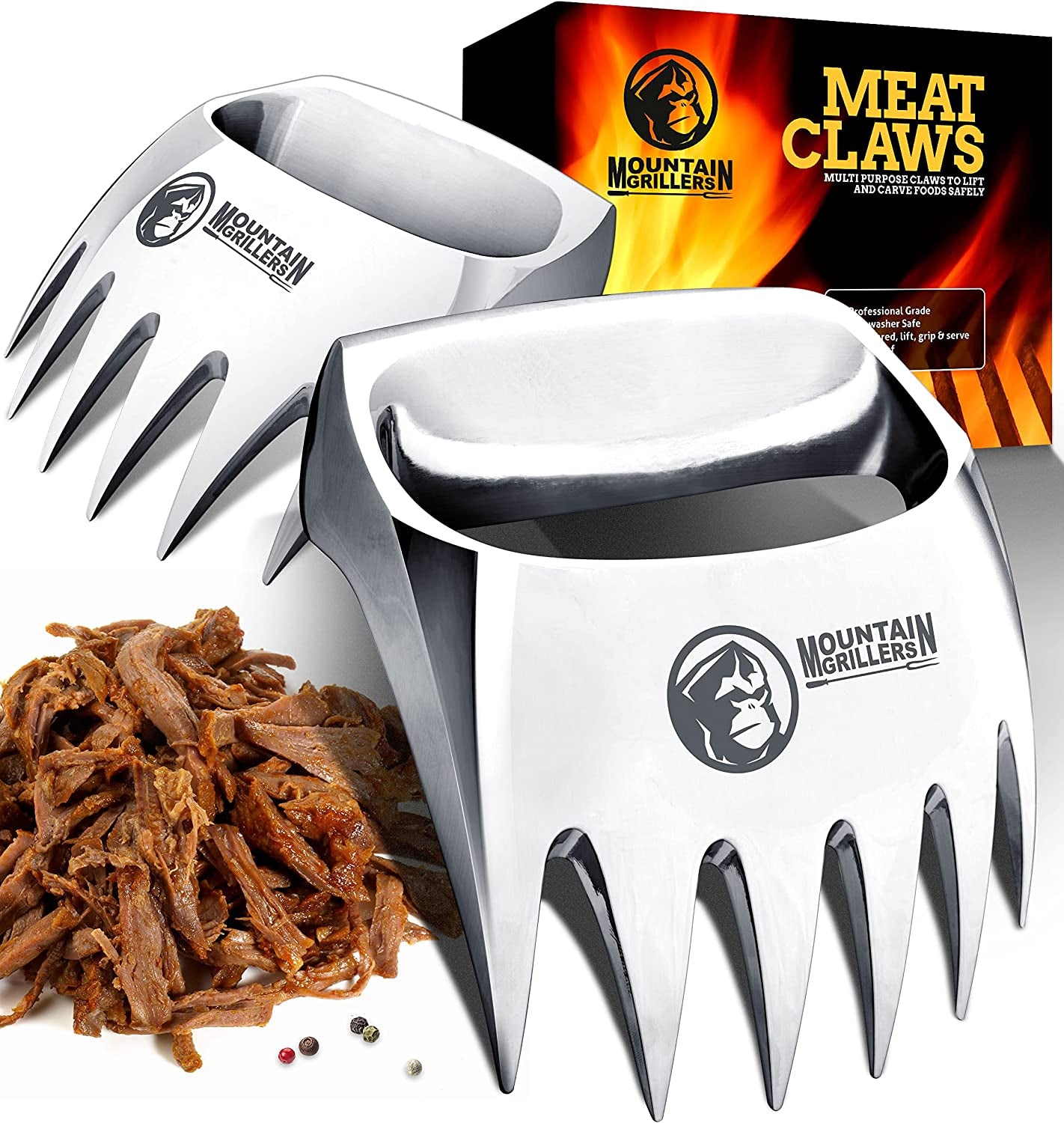 Meat Claws Meat Shredder for BBQ - Perfectly Shredded Meat, These Are the Meat Claws You Need - Best Pulled Pork Shredder Claw X 2 for Barbecue, Smoker, Grill (Solid Metal)