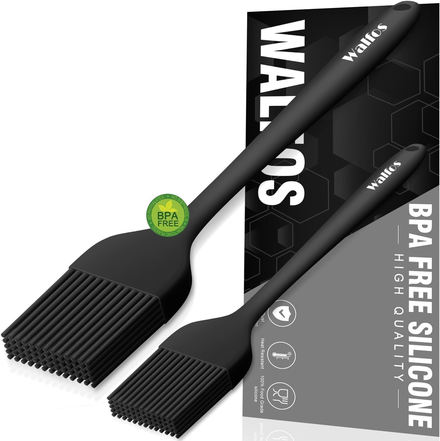 Walfos Silicone Basting Brush, Heat Resistant Pastry Brushes Prefect for Cooking, BBQ, Grill Baking Kitchen Cooking, Strong Steel Core and One-Pieces Design, BPA Free and Dishwasher Safe