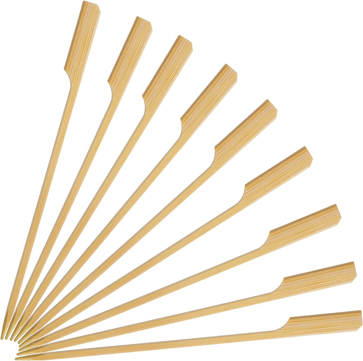 Minisland Premium 7 Inch Square Large Bamboo Paddle Skewers for Appetizers Fruit Kabobs Sandwiches BBQ Grill Food Sticks 3Mm Thick 100 Counts -MSL163