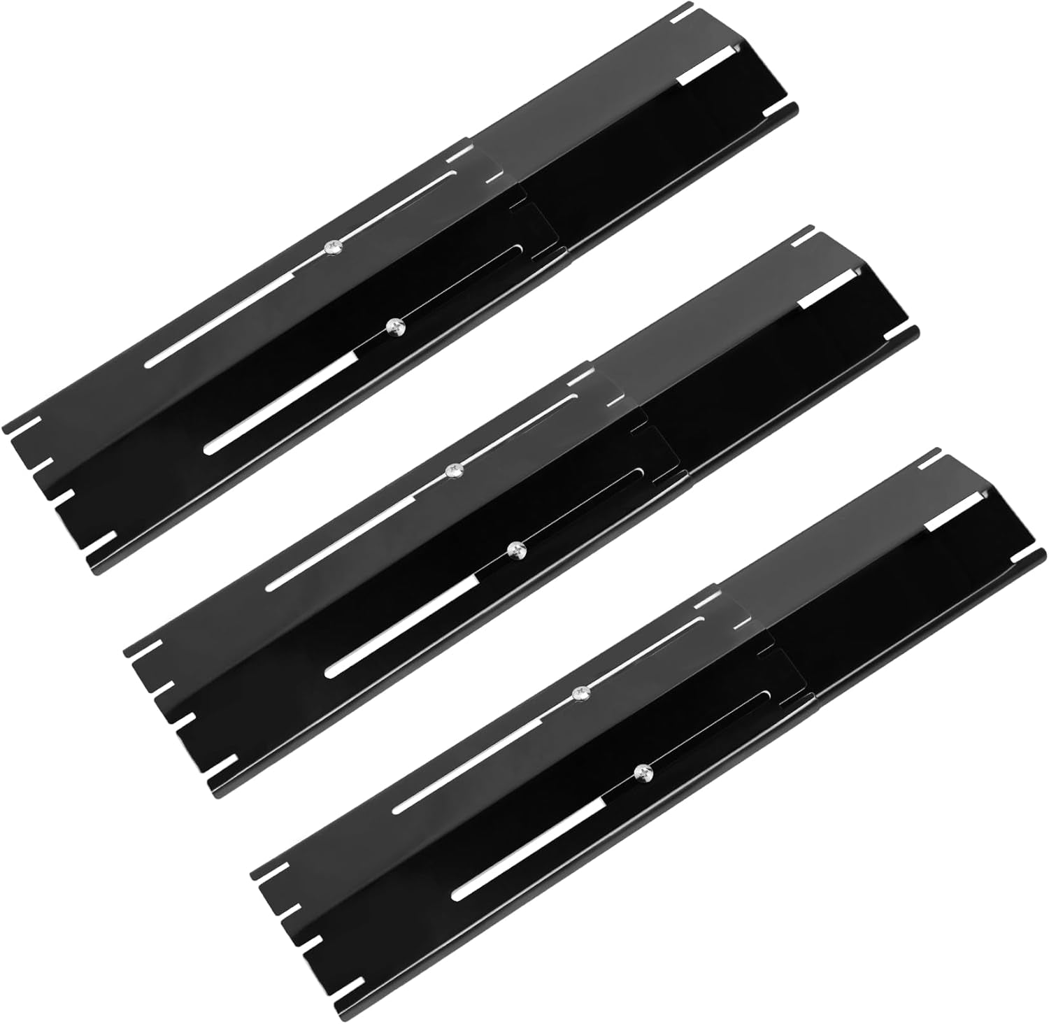 Onlyflame Universal Adjustable Porcelain Steel Heat Plates - Heavy Duty Replacement Flavorizer Bars for Gas Grill - 3 Pack Burner Cover for Charbroil, Weber, Nexgrill - Extends from 11.75" up to 21" L