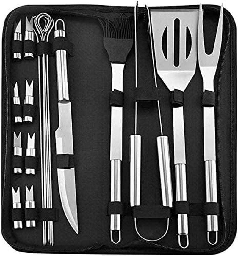 18 PCS BBQ Grill Utensils Accessories Tools Set, Portable Case Stainless Steel Barbecue Grill Tools Set for Smoker,Camping, Kitchen,Outdoor Picnic Campin