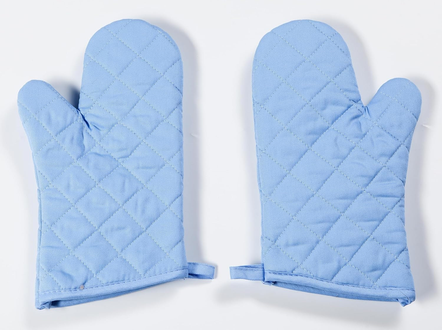 Home beyond & HB Design - Quilted Oven Mitts Set - Cotton Quilted Kitchen Oven Gloves - Heat Resistant Machine Washable - Blue