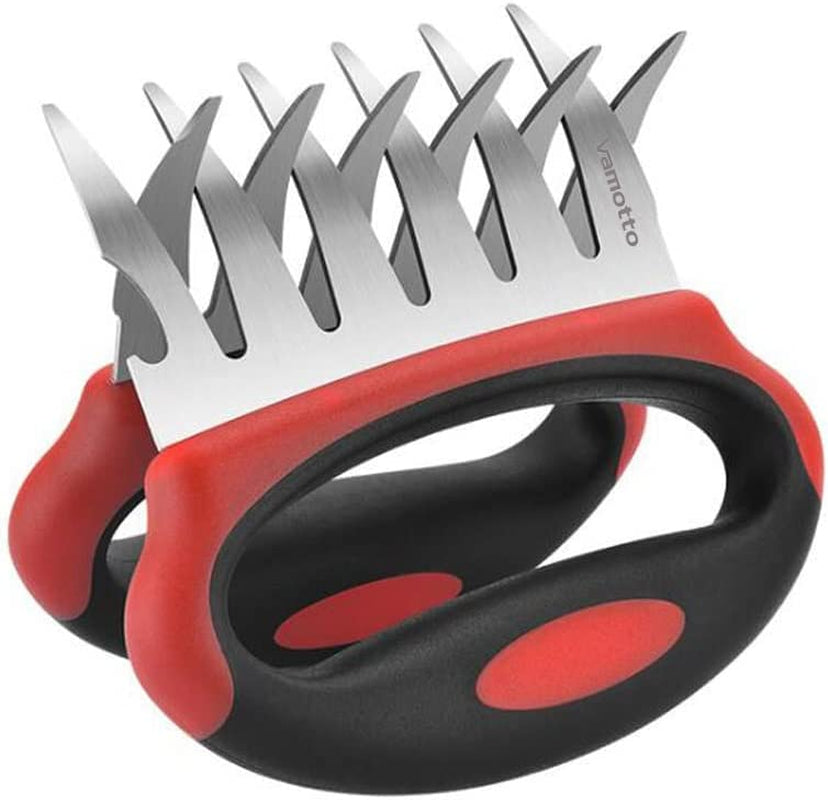 Vamotto 3-In-1 Pulled Pork Shredder Claws - Stainless Steel Meat Claws BBQ Meat Forks for Shredding Handling Carving Food Barbecue Paws Claw Handler Set for Serving Pork, Turkey, Chicken, Brisket