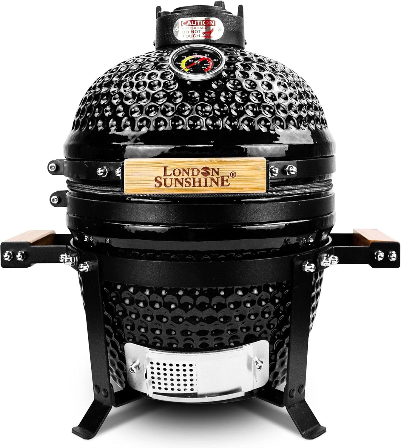 London Sunshine 13 Inch Ceramic Kamado Charcoal BBQ Grill - Black