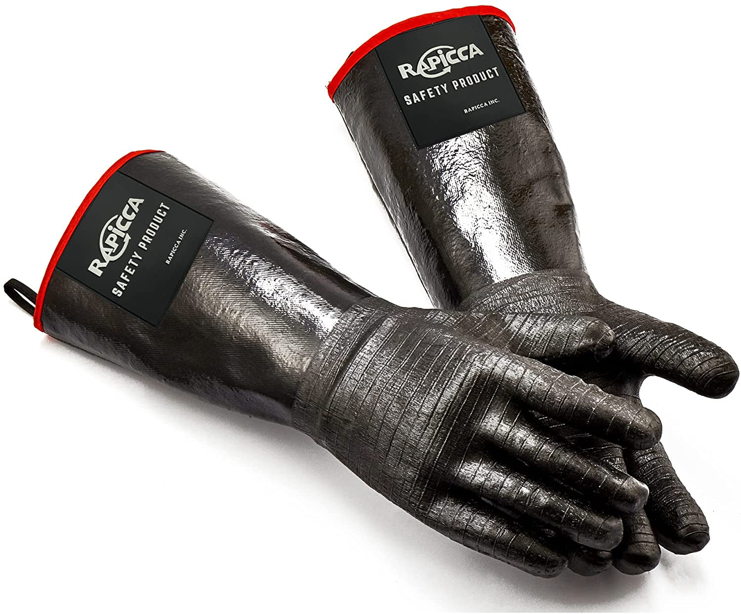 RAPICCA BBQ Gloves -Smoker, Grill, Cooking Barbecue Gloves, for Handling Heat Food Right on Your Fryer, Grill or Oven. Waterproof, Heat Resistant, Fireproof, Oil Resistant Neoprene Coating 14-Inch XL