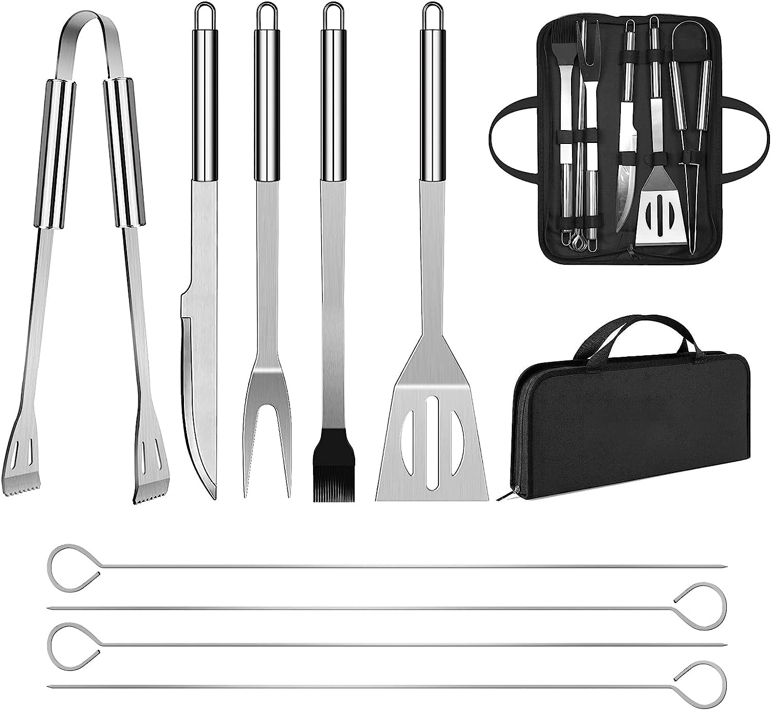 BBQ Utensil Set Stainless Steel Professional Barbecue Accessories Grill Tool with Bag Easy to Carry (9)