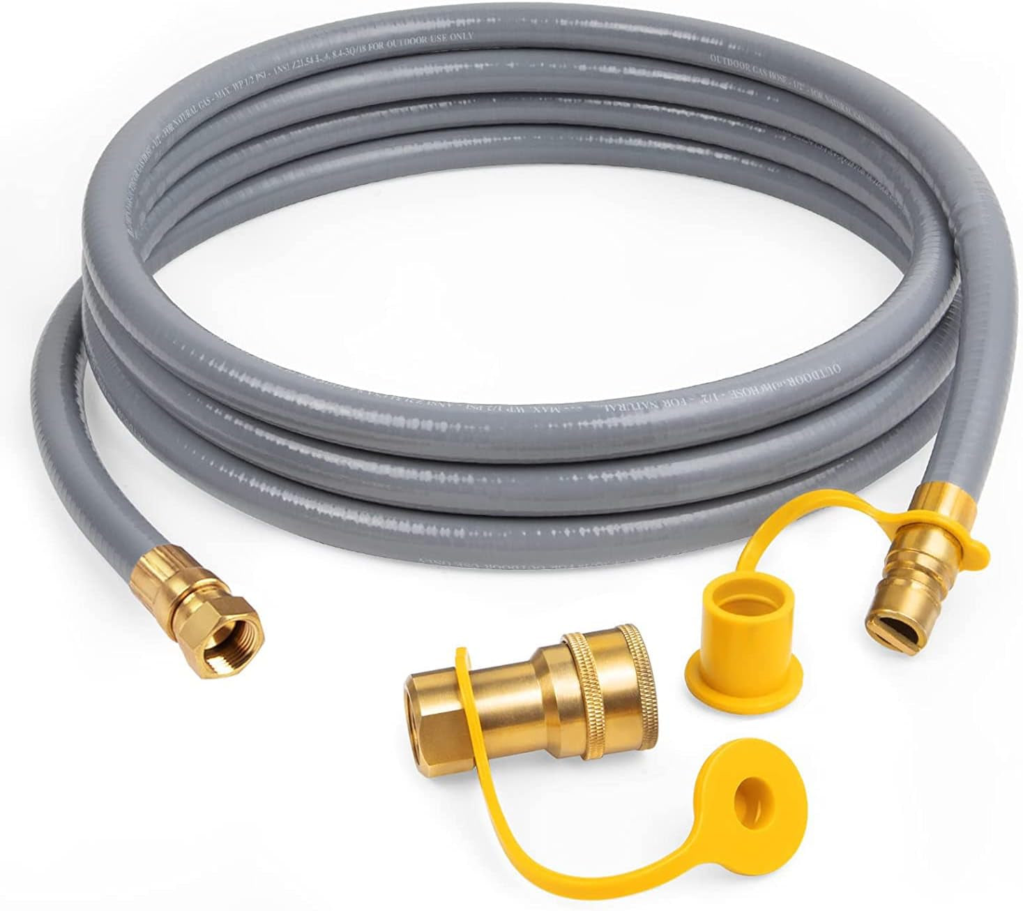 GASPRO 12FT 3/8" Natural Gas Hose, Low Pressure LPG Hose with Quick Connect, for Weber, Char-Broil, Pizza Oven, Patio Heater and More