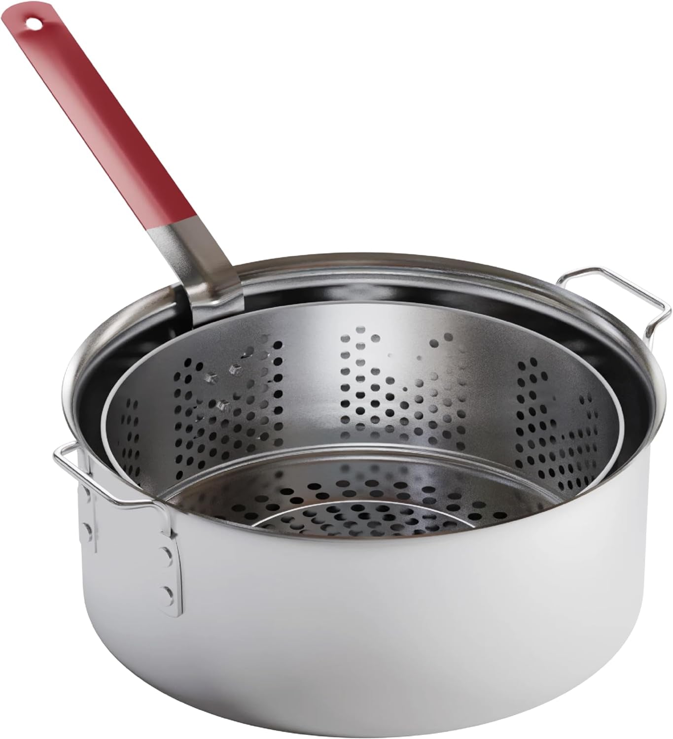 Gas One Aluminum Cooking Pot Deep Fryer with Basket – 10QT Aluminum Fry Pot with Easy Grip Handle – Durable Food Grade Outdoor Fryer with Perforated Strainer Basket – Ideal for Seafood, Chicken