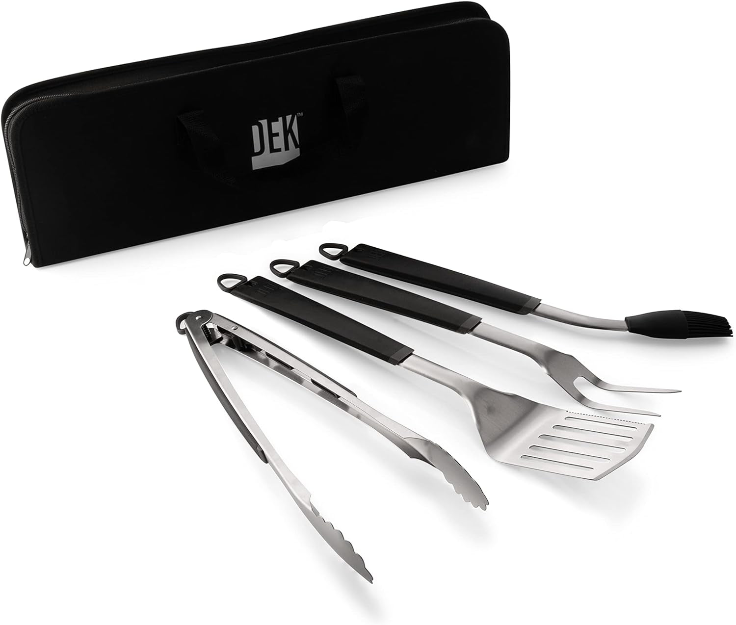 DEK® 4 PC BBQ Tool Set - Heavy Duty Stainless Steel Design with Carry Case