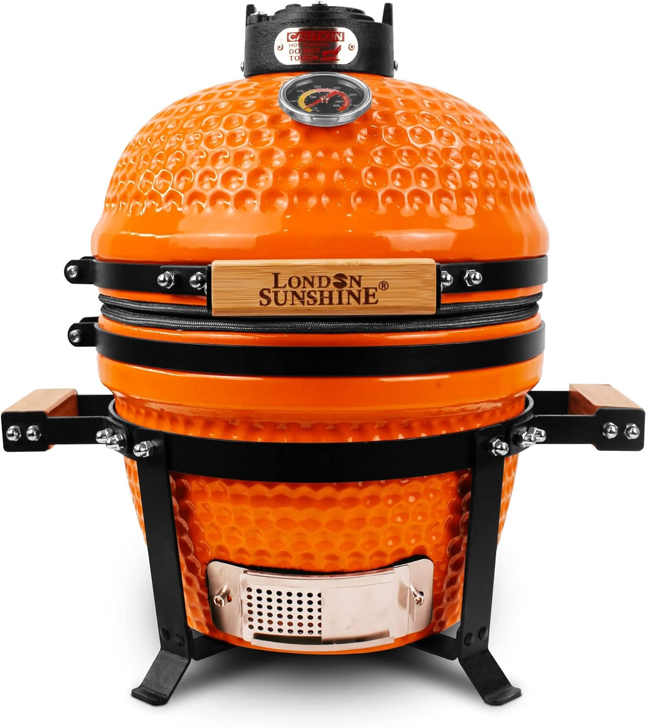 London Sunshine 13 Inch Ceramic Kamado Charcoal BBQ Grill - Orange