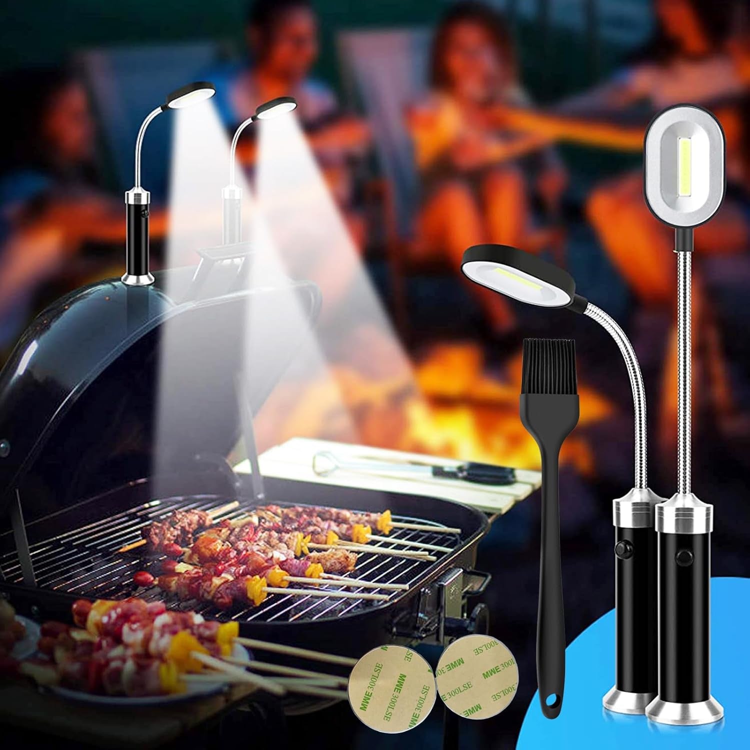 PACETAP Ultra-Bright Barbecue Grill Light with Magnetic Base and 360 Degree Flexible Gooseneck, Outdoor Heat Resistant BBQ LED Lights Grill Light Included Metal Plates Sticker and Basting Brush