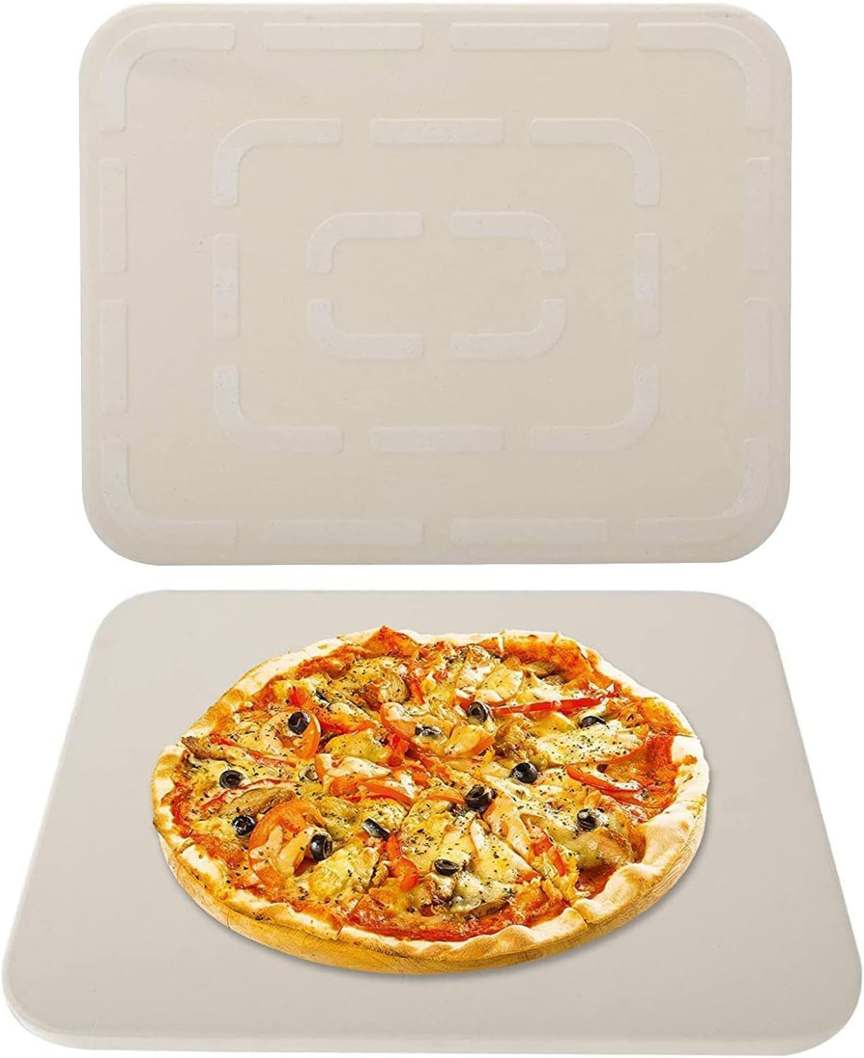 Finderomend Pizza Stone 12"X 15" Pizza Stones for Grill and Oven, Thermal Shock Resistant Rectangular Cordierite Ceramic Pizza Grilling Stone Durable and Safe Baking Stone