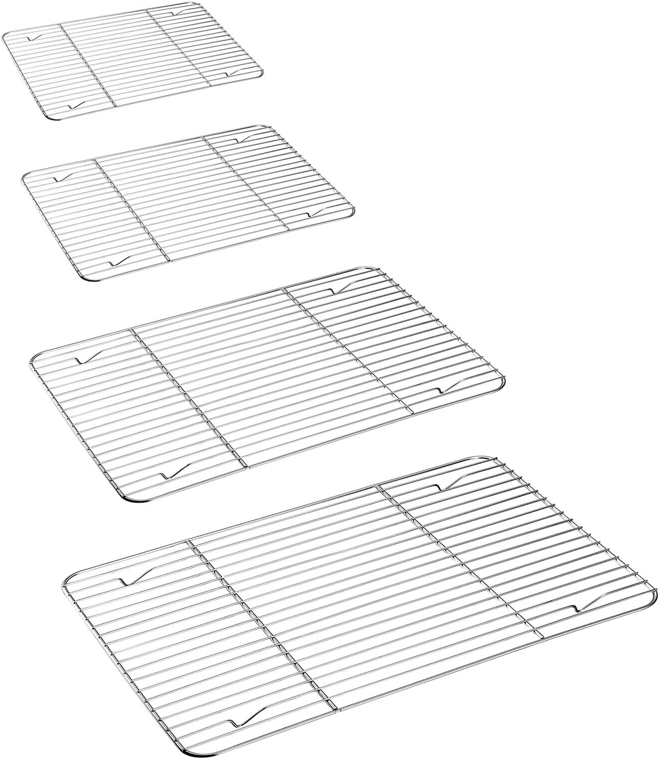 P&P CHEF Cooling Rack Set for Baking Cooking Roasting Oven Use, 4-Piece Stainless Steel Grill Racks, Fit Various Size Cookie Sheets - Oven & Dishwasher Safe