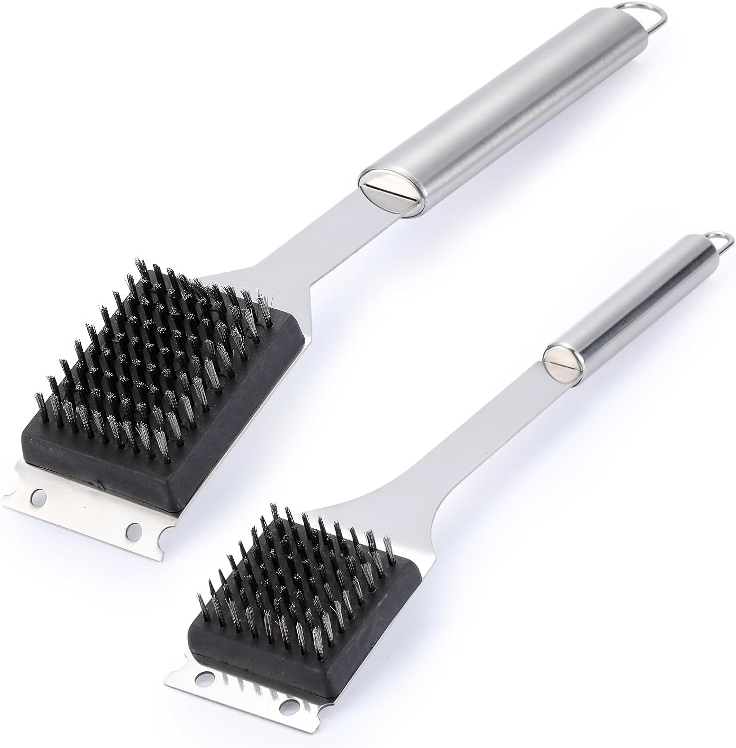 2 Pack Grill Brush and Scraper, 16.5” & 14” Wire BBQ Grill Brush for Outdoor Grill, 304 Stainless Steel Cleaning Brush BBQ Grill Accessories, Safe Grill Cleaner Brush-Ideal Gift for Men/Dad BBQ Brush