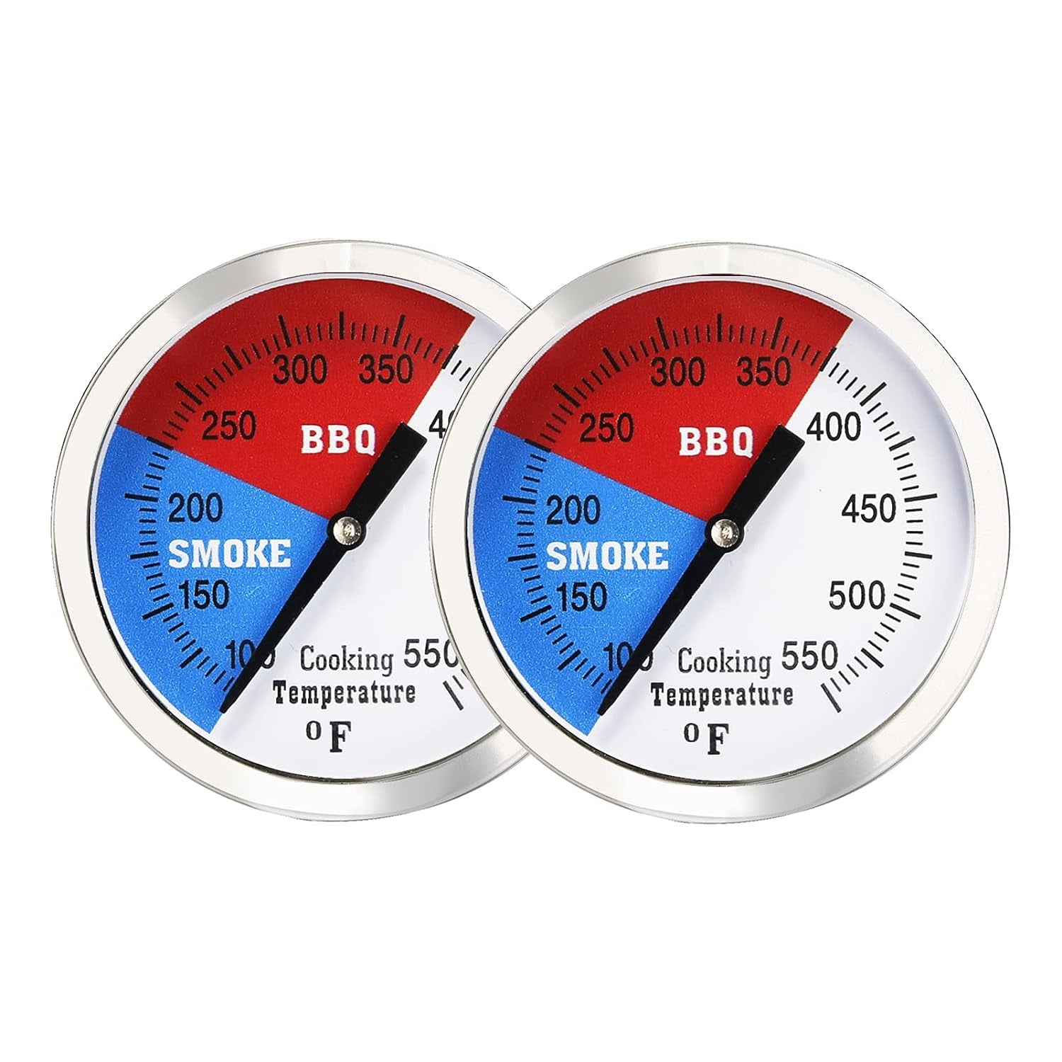 Solimeta 3 Inch Barbecue Thermometer, BBQ Smoker, Grill Thermometer, Smoke Temperature Gauge, Stainless Steel Temp Gauge, 2 Pack